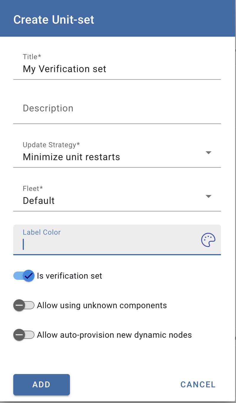 Create unit set