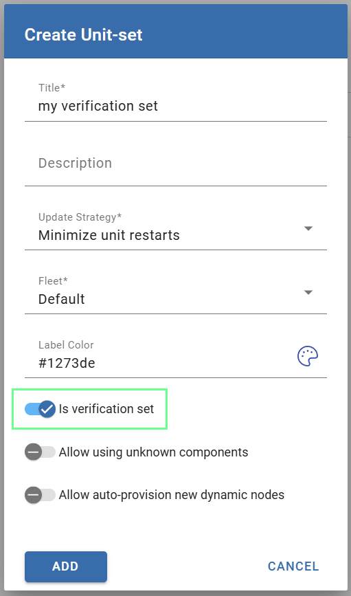 Create unit set