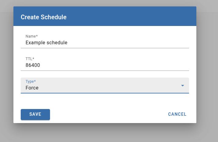 Create schedule