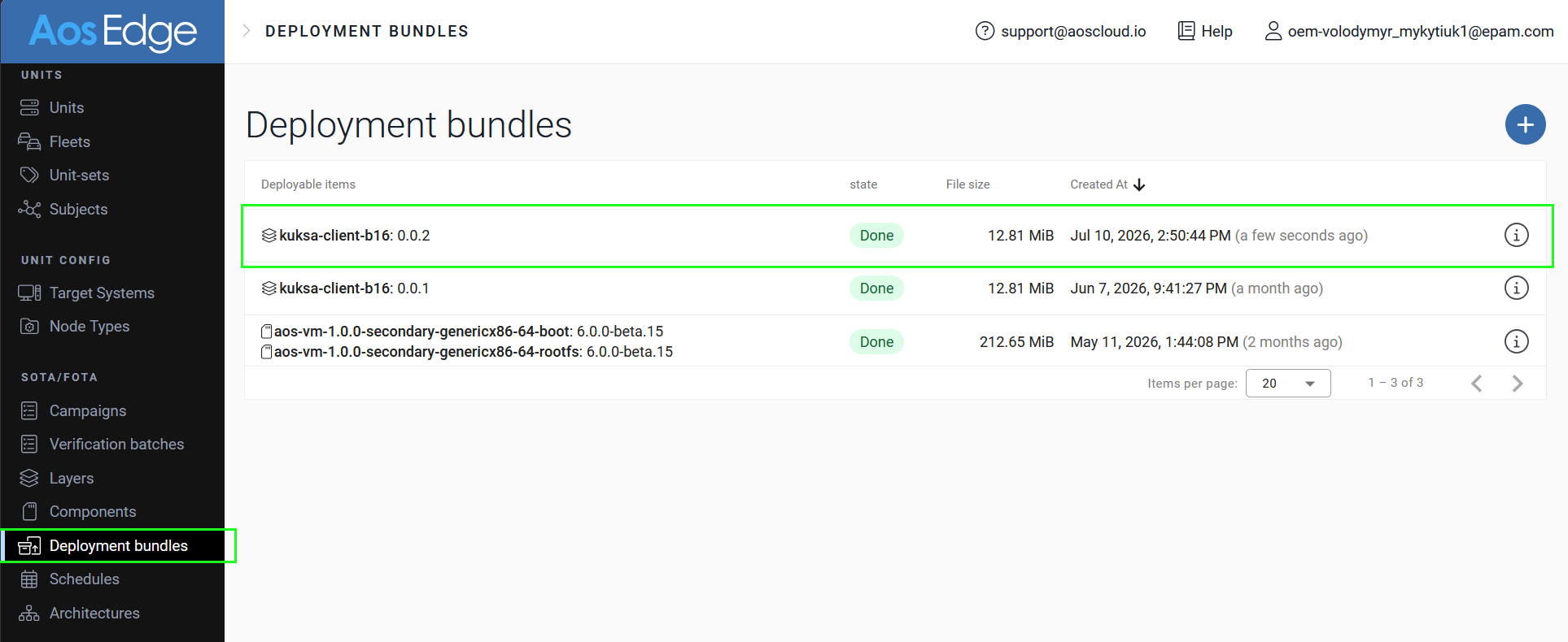 Deployment bundle uloaded