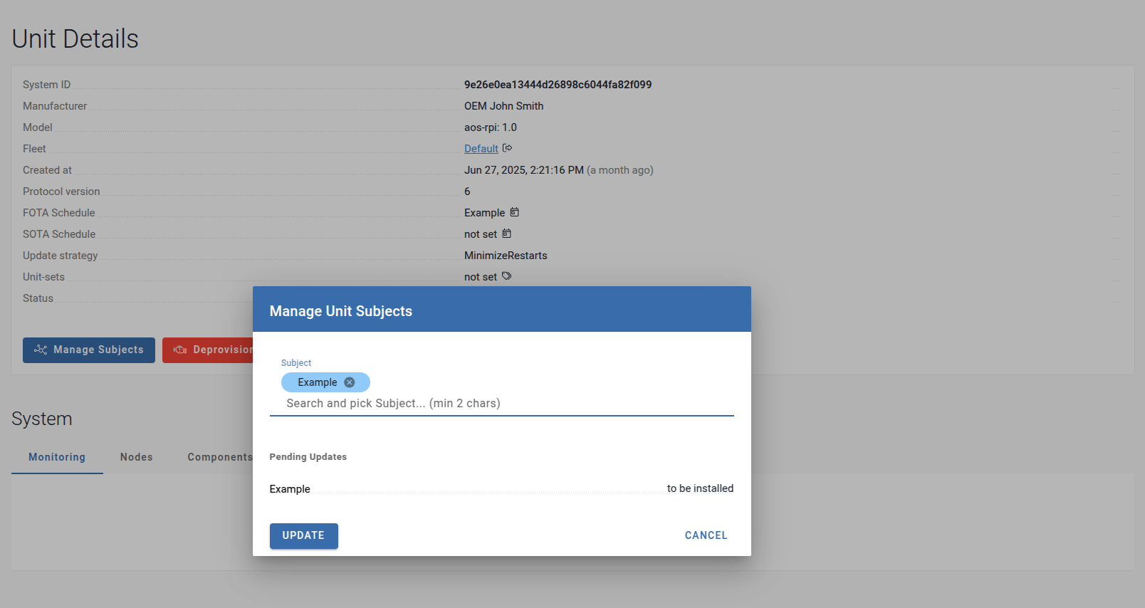 Install subject to unit